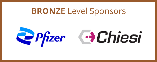 Bronze level sponsor logos, Pfizer, Chiesi